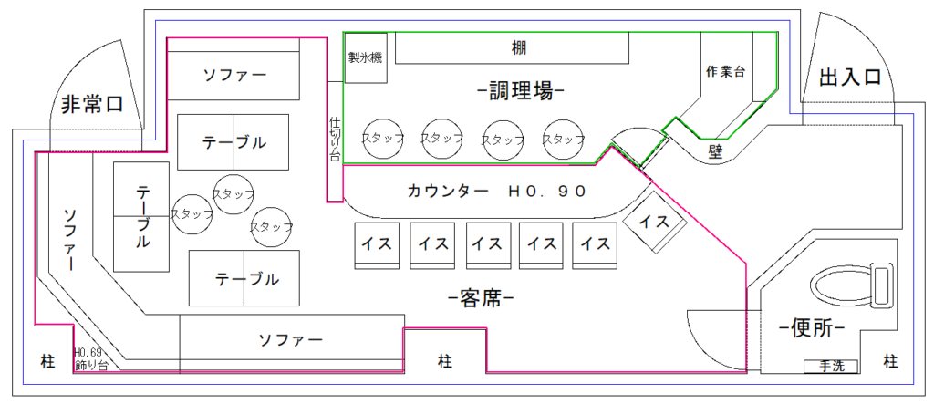 ガールズバー　スナック　接待　図面