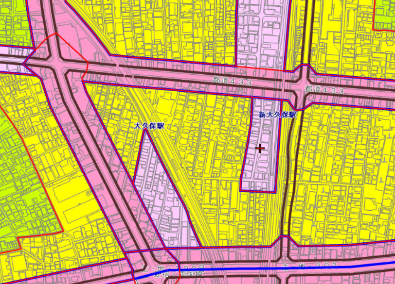 用途地域　大久保、新大久保